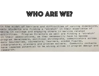 WHO ARE we?
 