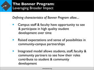 Bonner Goal and Strategies