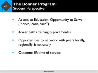 Bonner Goal and Strategies