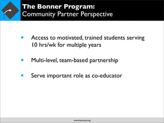 Bonner Goal and Strategies