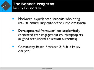 Bonner Goal and Strategies