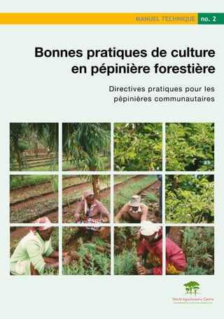 MANUEL TECHNIQUE no. 2
Bonnes pratiques de culture
en pépinière forestière
Directives pratiques pour les
pépinières communautaires
 