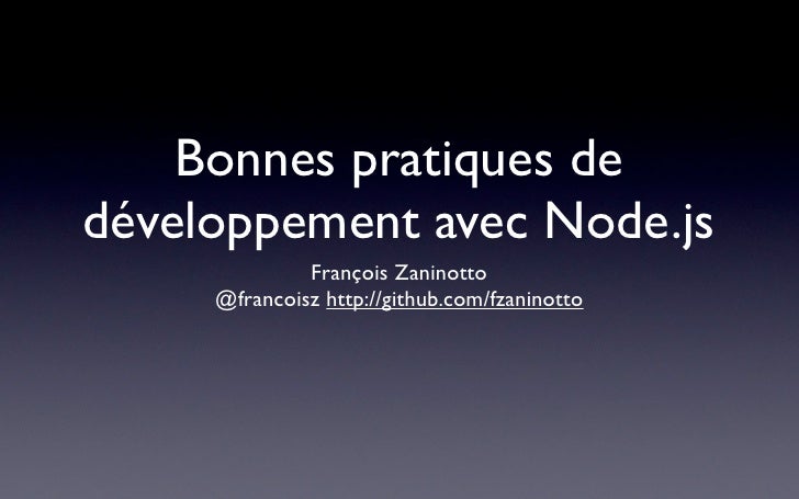 Bonnes Pratiques De Developpement Avec Node Js