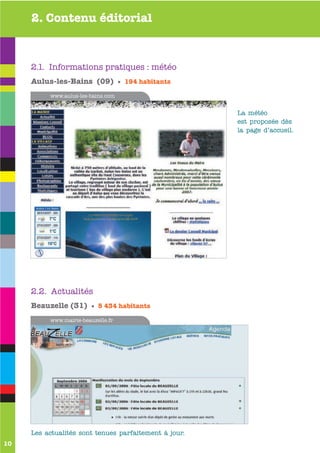 2. Contenu éditorial



     2.1. Informations pratiques : météo
     Aulus-les-Bains (09) • 194 habitants
          www.a...