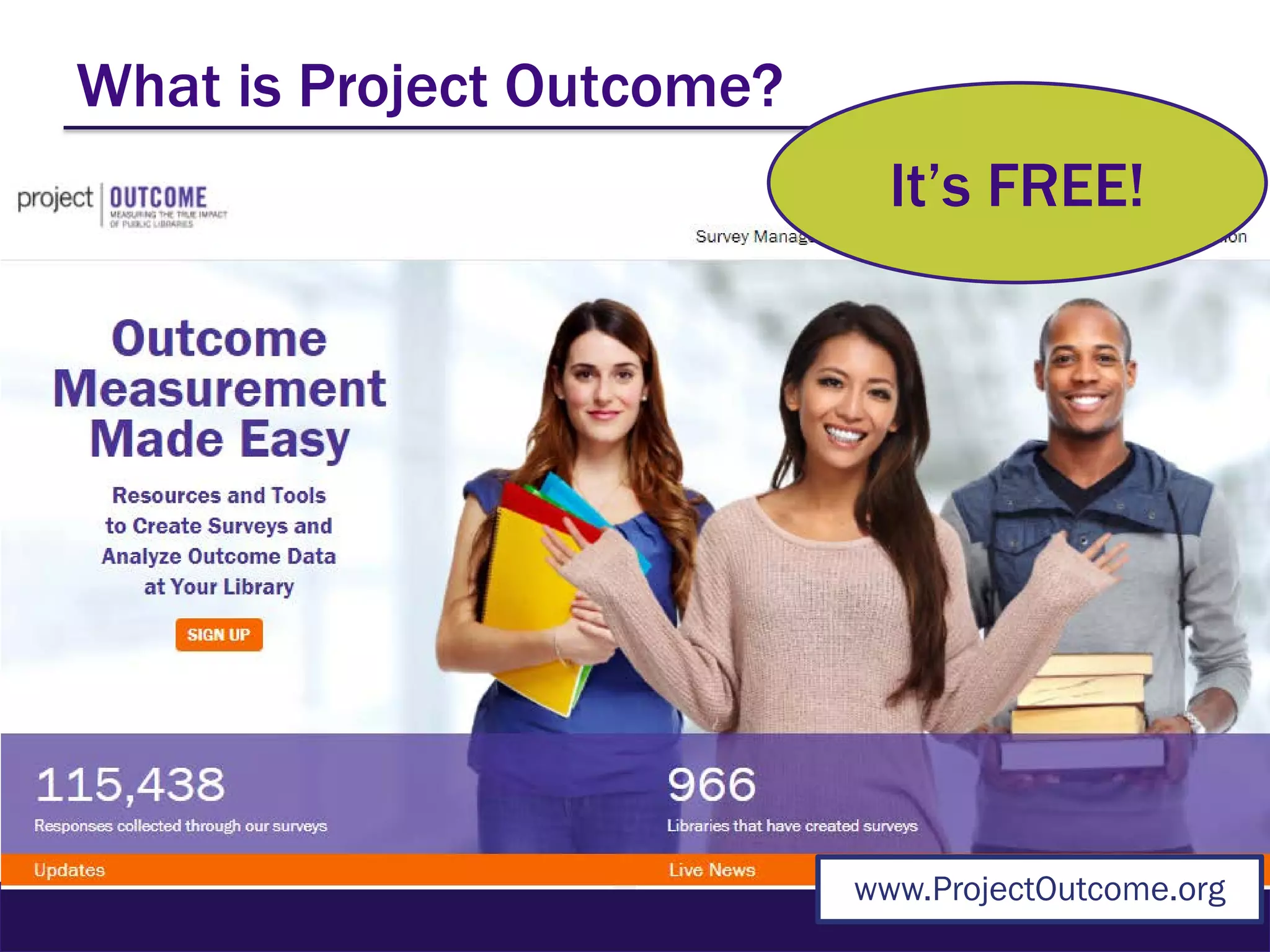 What is Project Outcome?
www.ProjectOutcome.org
It’s FREE!
 