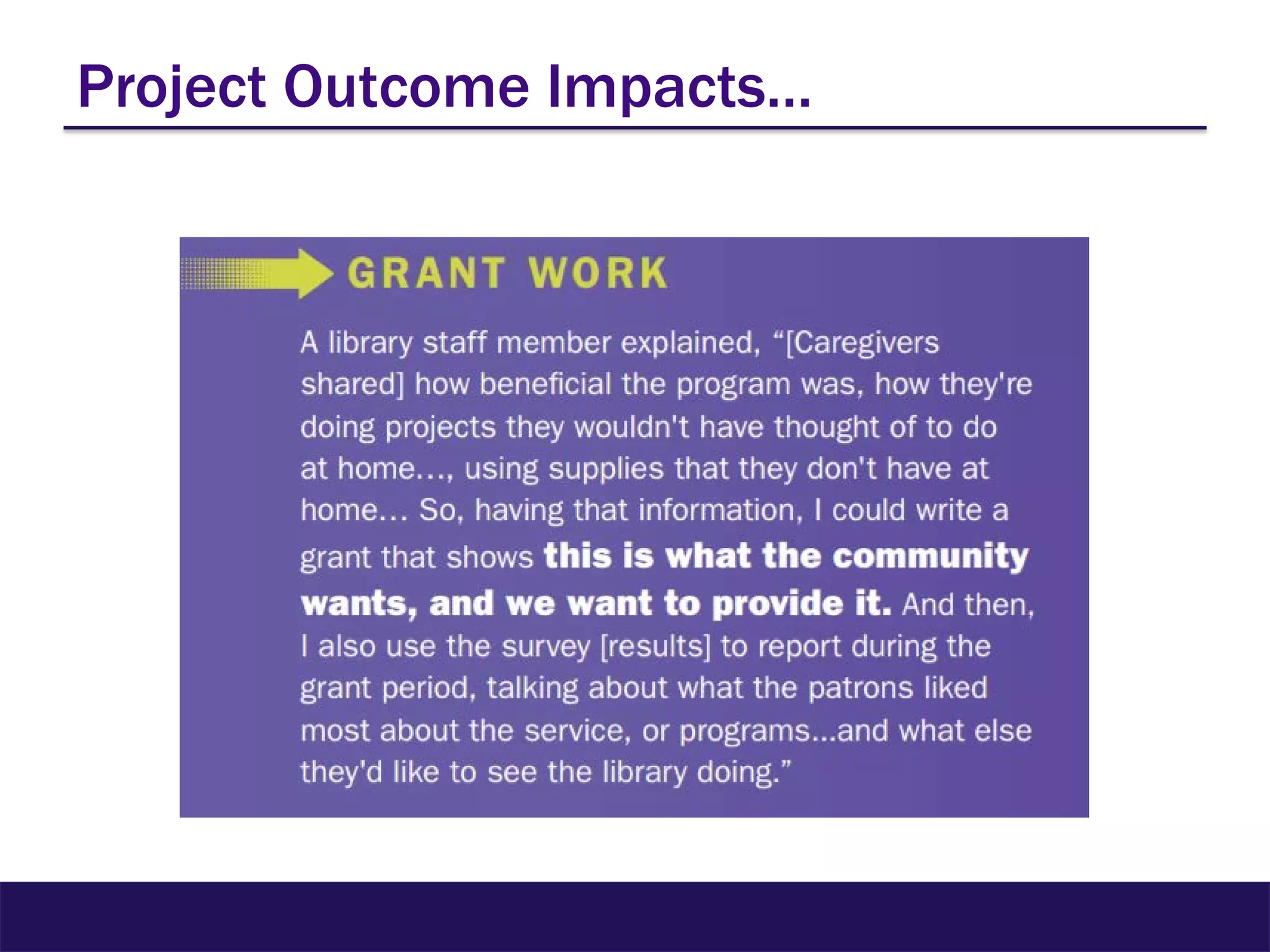 Project Outcome Impacts…
 