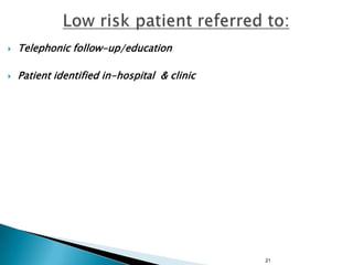 

Telephonic follow-up/education



Patient identified in-hospital & clinic

21

 