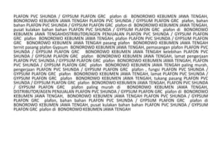 JASA PEMASANGAN PLAFON PVC SHUNDA/ INDOFON GYPSUM GRC DI BONOROWO