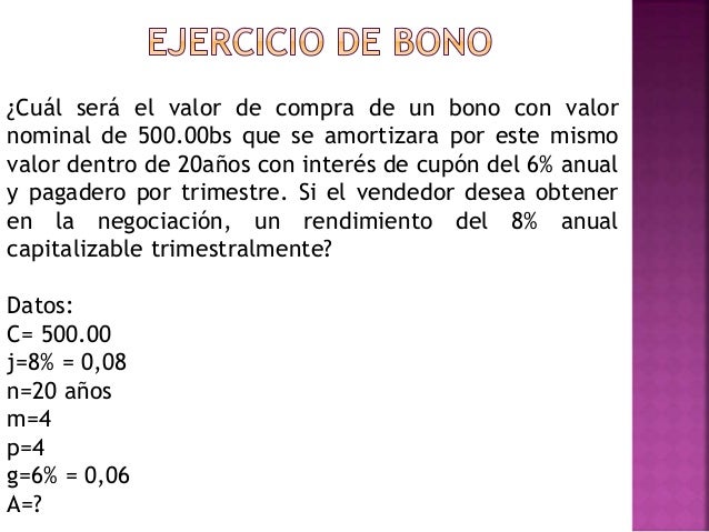 Bonos. matematica financiera
