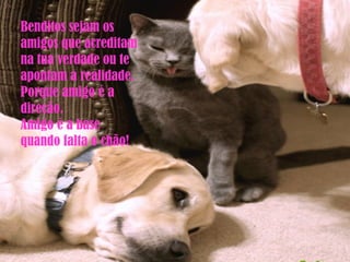 Benditos sejam os amigos que acreditam na tua verdade ou te apontam a realidade. Porque amigo é a direção. Amigo é a base quando falta o chão! 