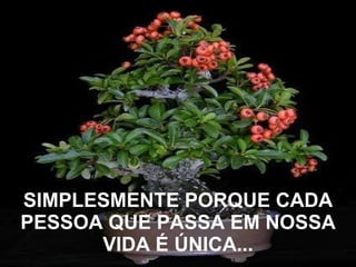 SIMPLESMENTE PORQUE CADA PESSOA QUE PASSA EM NOSSA VIDA É ÚNICA... 