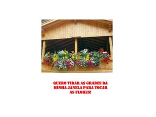 Quero tirar as grades da
minha janela para tocar
       as flores!
 