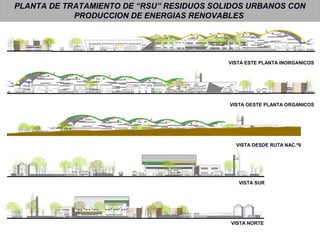 C LARK
RSU
LA QUIACA
RSU
LA QUIACA
C LARK
CLARK
CLAR K
RSU
LA QUIACA
RSU
LA QUIACA
C LARK
PLANTA DE TRAT. DE RSU Y PROD. DE BIOENERGIAS
VISTA ESTE PLANTA INORGANICOS
VISTA OESTE PLANTA ORGANICOS
VISTA SUR
VISTA NORTE
VISTA DESDE RUTA NAC.º9
PLANTA DE TRATAMIENTO DE “RSU” RESIDUOS SOLIDOS URBANOS CON
PRODUCCION DE ENERGIAS RENOVABLES
 
