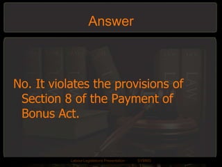 Maximum of 20% and minimum of 8.33% of salary can be paid as bonus.