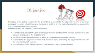 The Payment of Bonus act, 1965 | PPTX