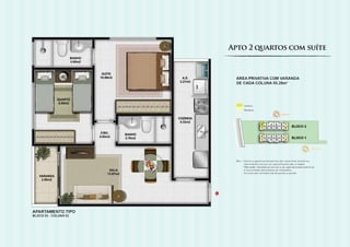 Apto 2 quartos com suíte
 