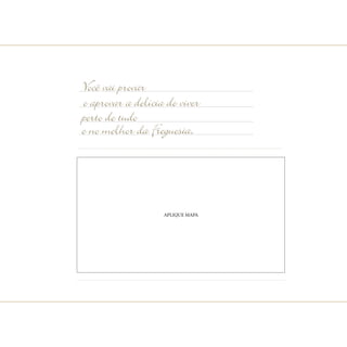 Você vai provar
e aprovar a delícia de viver
perto de tudo
e no melhor da Freguesia.
APLIQUE MAPA
 