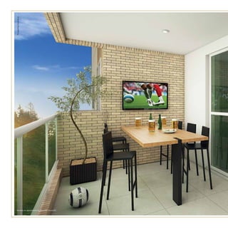 Varanda do apartamento do bloco 02, coluna 02.
Perspectivailustrativa.
 