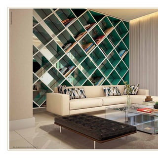 Sala do apartamento do bloco 04, coluna 11.
Perspectivailustrativa.
 