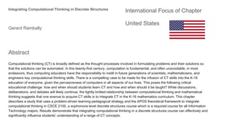 Emerging Research, Practice, and Policy on Computational Thinking | PPT