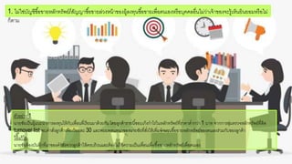 ตัวอกย่าง 1
นายชัยเป็นผู้แนะนาการลงทนให้กับเพื่อกนที่เรียนมาด้วยกัน โดยลูกค้ารายนี้ชอกบเก็งกาไรในหลักทรัพย์ที่ราคาต่ากว่า 1 บาท จากการส่มตรวจหลักทรัพย์ที่ติด
turnover list พบคาสั่งลูกค้าเพียงร้อกยละ 30 และพบบทสนทนาขอกงนายชัยที่สั่งให้เพิ่มจานวนซื้อกขายหลักทรัพย์ขอกงตนเอกงร่วมกับขอกงลูกค้า
วิธีแก้ไข
นายชัยต้อกงบันทึกที่มาขอกงคาสั่งจากลูกค้าให้ครบถ้วนและต้อกงไม่ใช้ความเป็นเพื่อกนเพื่อกซื้อกขายหลักทรัพย์เพื่อกตนเอกง
1. ไม่ใช่บัญชีซื้อกขายหลักทรัพย์/สัญญาซื้อกขายล่วงหน้าขอกงผู้ลงทนซื้อกขายเพื่อกตนเอกงหรือกบคคลอกื่นไม่ว่าเจ้าขอกงจะรู้เห็นยินยอกมหรือกไม่
ก็ตาม
 