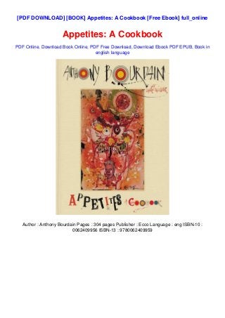 Book Appetites A Cookbook Free Ebook