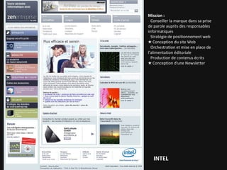 INTEL Mission :   Concevoir un blog de marque Créer du trafic sur Compagnon Parfait 