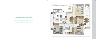 RuaIgarapava
Pavimento tipo - 102 a 502
Opção de personalização: 1 suíte e 2 quartos com lavabo
Área privativa
98,28 + 5,08 (sac.) + 17,76 (var.) = 121,12 m²
BS”DBS”D
A decoração e o revestimento são meramente ilustrativos. Os materiais a serem utilizados na construção estão especificados no memorial descritivo. Esta é uma planta provisória sujeita à alteração sem aviso prévio. O projeto poderá sofrer
modificações decorrentes das posturas municipais, concessionárias e do local. A planta não apresenta localização de pilares e prumadas de instalações. As áreas descritas são referentes às áreas privativas de cada unidade. As áreas privativas
representam as áreas dos compartimentos somadas às suas áreas de paredes. As cotas são dimensões de eixo a eixo de paredes do estudo de layout apresentado.
 