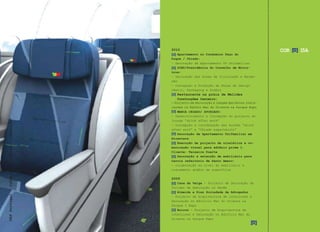 2010                                                COR [0] 15A
                                                    Apartamento no Condomíno Paço do
                                                Duque / Chiado:
                                                – Decoração de Apartamento T4 Unifamiliar
                                                    SIED/Presidência do Conselho de Minis-
                                                tros:
                                                – Decoração das áreas de Circulação e Recep-
                                                ção
                                                - Concepção e Produção de Peças de Design
                                                têxtil, Packaging e Gráfico
                                                   Restaurante na praia de Melides
                                                    Construções Casimiro:
                                                - Projecto de decoração e imagem das Novas insta-
                                                lações no Edifico Mar do Oriente na Parque Expo
                                                    MARCA CHIADO/ AVCHIADO:
                                                - Desenvolvimento e Concepção do projecto do
TAP Portugal - Interior de Cabine - individu-




                                                lounge “drink after work”
                                                - Concepção e coordenação das Acções “drink
                                                after work” e “Chiado espectáculo”
                                                    Decoração de Apartamento Unifamiliar em
                                                Alcantara
                                                    Execução de projecto de sinalética e co-
                                                municação visual para edificio prime 1.
                                                Cliente: Teixeira Duarte
                                                    Decoração e selecção de mobiliário para
                                                Carris refeitório de Santo Amaro:
                                                - colaboração ao nível do mobiliário e
                                                tratamento gráfico de superfície

                                                2009
                                                   Casa da Veiga - Projecto de Decoração de
                                                Turismo de Habitação no Gerês
                                                   Almeida e Dias Sociedade de Advogados
                                                – Projecto de Arquitectura de interiores e
                                                Decoração no Edifício Mar do Oriente na
                                                Parque v Expo
                                                   Boiron - Projecto de Arquitectura de
                                                interiores e Decoração no Edifício Mar do
                                                Oriente na Parque Expo
                                                                                             [0]
 