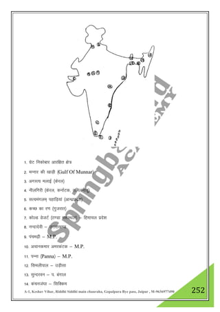 A-1, Keshav Vihar, Riddhi Siddhi main chauraha, Gopalpura Bye pass, Jaipur , M-9636977490 252
1- xzsV fudksckj vkjf{kr {ks=
2- eUukj dh [kkM+h ¼Gulf Of Munnar½
3- vxLR; eykbZ ¼dsjy½
4- uhyfxjh ¼dsjy] dukZVd] rfeyukMw½
5- lR;eaxye~ igkfM+;ka ¼vkU/kzizns”k½
6- dPN dk j.k ¼xqtjkr½
7- dksYM MstVZ ¼B.Mk e:LFky½ & fgekpy izns”k
8- uUnknsoh & mŸkjk[k.M
9- iape<+h & M.P.
10- vpkudekj vejdaVd & M.P.
11- iUuk ¼Panna½ & M.P.
12- fleyhiky & mM+hlk
13- lqUnjou & i- caxky
14- daputa?kk & flfDde
 