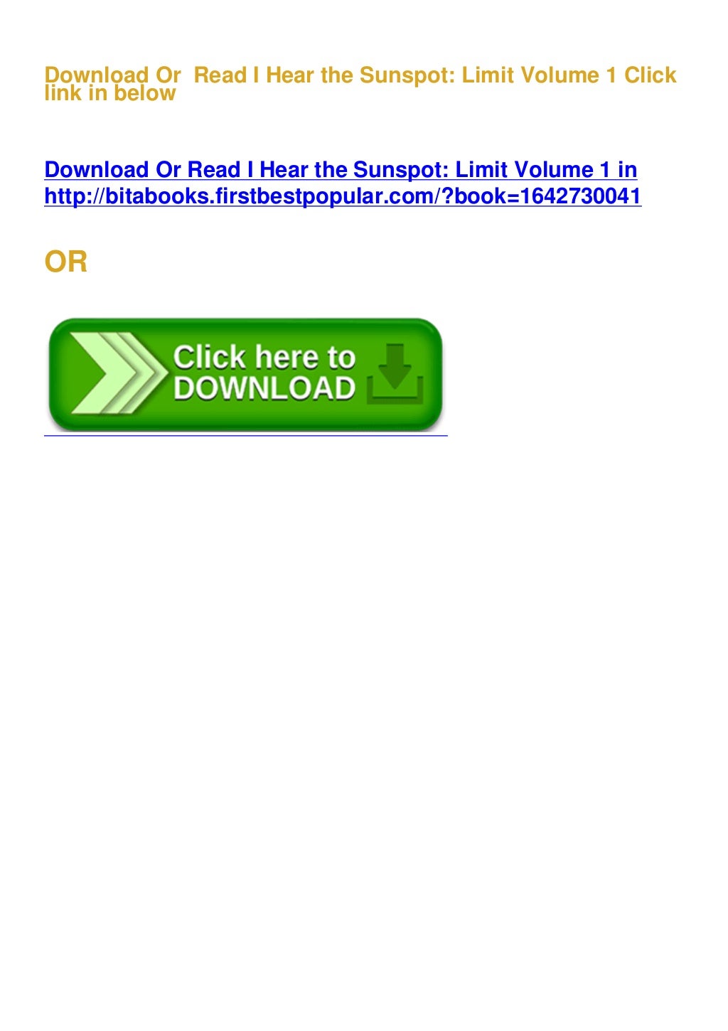 I Hear The Sunspot Limit 1