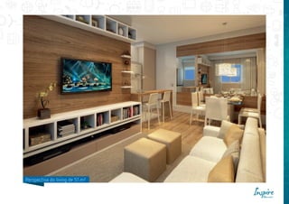 Perspectiva do living de 51 m²
 