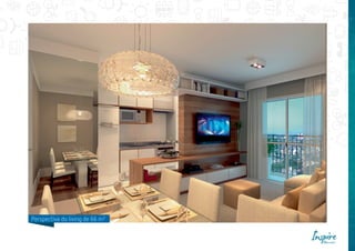 Perspectiva do living de 66 m²
 