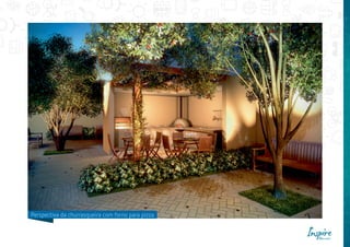 Perspectiva da churrasqueira com forno para pizza
 