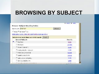 BROWSING BY SUBJECT 