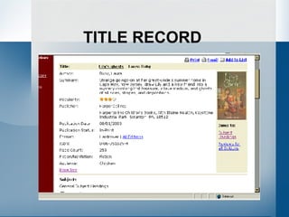 TITLE RECORD 