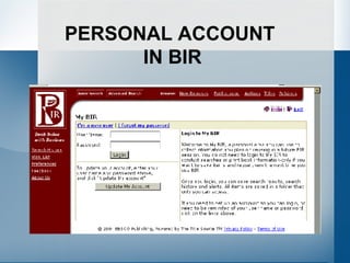 PERSONAL ACCOUNT  IN BIR 