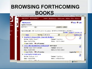 BROWSING FORTHCOMING BOOKS  