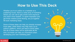 How to Use This Deck
Whether you’re an author, a marketer at a publishing
house, a publicist, or anyone else looking to se...