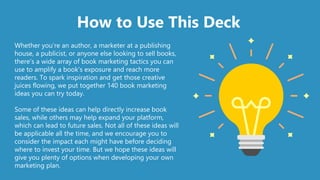 How to Use This Deck
Whether you’re an author, a marketer at a publishing
house, a publicist, or anyone else looking to se...