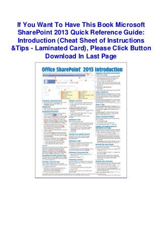 [BOOK] Microsoft SharePoint 2013 Quick Reference Guide: Introduction ...