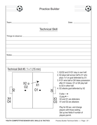 Practice Builder

Team:

Date:

Technical Skill
Things to observe:

Notes:

Technical Skill #5: 1 v 1 (15 min)

X1

O1

X4...