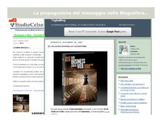 La propogazione del messaggio nella Blogosfera…




Leonardo Bellini – Fare business con il web - 6 Maggio 2007 34