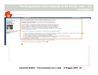 Partecipazione come esperto al GT Forum Live – 11
                                       novembre




Leonardo Bellini – F...