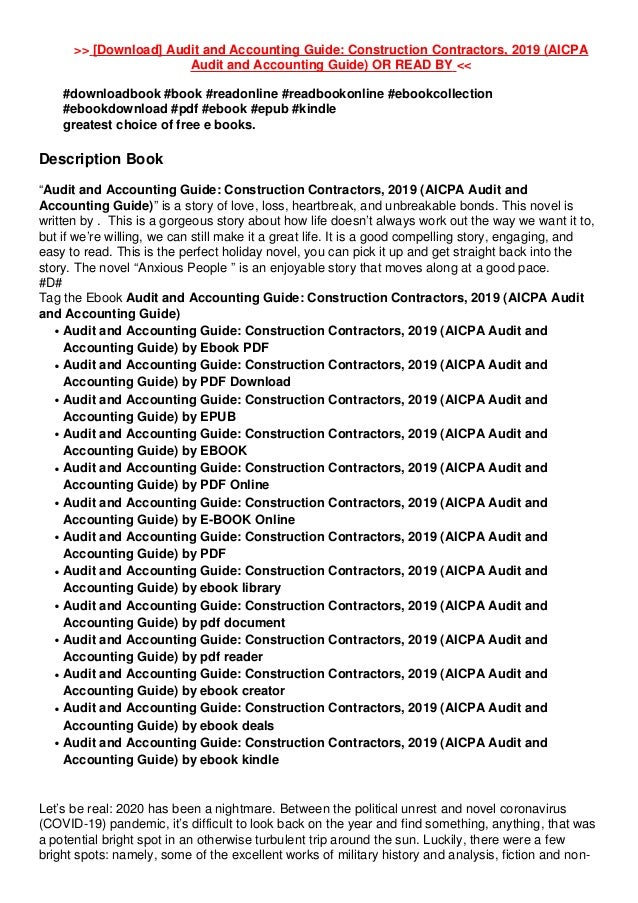 Book`s [PDF] Audit and Accounting Guide Construction Contractors, 2019