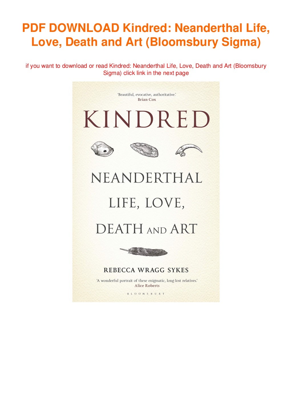 Book`s [PDF] Kindred Neanderthal Life, Love, Death and Art