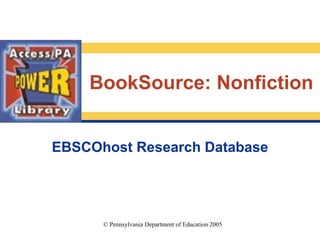 EBSCOhost Research Database BookSource: Nonfiction 