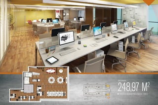 Soluções em web por   DOMo arquitetos




                                                                                                 Ilustração artística do escritório de web




                                                         área privativa:




                                                         248,97 m
                                                           Sugestão de decoração para a sala 302 - torre b
                                                                                                                    2
                                        pavimento tipo
 