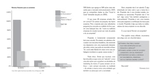 Retorno finaneiro para os acionistas                                                            500 (índice que agrega as 500 ações mais rele-              Bom, propósito não é um adendo. É algo
                                                                                                        vantes para o mercado norte-americano) e 316%        entranhado em tudo, tudo o que a marca faz e
1200%                                                                                 “Firms            para as companhias citadas na obra “Good to          diz. Propósito não é uma iniciativa isolada, mo-
                                                                                      of Endearment”
                                                                                                        Great” (bestseller lançado em 2001).                 mentânea ou oportunista. Propósito não é “me
                                                                                      Empresas                                                               too”, algo como “nós também protegemos o
                                                                                      “Good to Great”         O que essas 28 empresas amadas têm             meio-ambiente”. Propósito é, sim, uma maneira
1000%                                                                                                   em comum? Os autores da pesquisa não fazem           única para organizar a contribuição da marca para
                                                                                      SP 500           suspense. Pois a resposta para essa valiosíssima     o mundo. Propósito é algo que todos os colabo-
                                                                                                        pergunta já se encontra no subtítulo do livro que,   radores da marca respiram no seu dia-a-dia.
                                                                                                        em uma tradução livre, diz: “como as melhores
800%
                                                                                                        empresas do mundo lucram por meio da paixão                   E a sua marca? Ela tem um propósito?
                                                                                                        e de um propósito”.
                                                                                                                                                                    Para ajudá-lo nessa reflexão, encerramos
                                                                                                               Propósito: é fundamental compreender          este artigo com um check-list básico:
600%
                                                                                                        bem esse conceito. No entanto, em palestras e dis-
                                                                                                        cussões com executivos brasileiros, não raramente
                                                                                                        nos deparamos com uma equivocada interpreta-              °A marca traz para o mundo
                                                                                                                                                                    algo mais significativo do que
400%                                                                                                    ção sobre o tema, que pode ser resumida na frase:           produtos e serviços?
                                                                                                        “ah, vocês estão falando de coisas como usar em-
                                                                                                        balagens recicláveis ou apoiar causas sociais...”.        °A marca aufere lucros de um modo
                                                                                                                                                                    consistente com seu propósito?


                                                                                                               Nada disso. Ainda que louvável, esse               °O propósito da marca a distingue
200%                                                                                                                                                                de concorrentes, permitindo
                                                                                                        tipo de prática surge como um “adendo”, como                que ela obtenha maiores lucros?
                                                                                                        uma das ações que compõem as atividades de
                                                                                                        marketing da marca. É quase sempre um es-
  0%                                                                                                    forço – nem sempre ancorado na realidade                      Boa sorte!
                     10 anos                                           5 anos         3 anos            – de retratar a marca como uma entidade que                                              Fernando Jucá
        Fonte: Sheth, Jagdish, Raj Sisodia, David Wolfe, Firms of Endearment, 2008.                     também se preocupa com a sociedade.
                                                                        40                                                                                   41
 