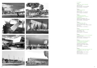 ET AUSSI ...
             CONCOURS
             1-COLLÈGE HQE À CRÉTEIL
             CRÉTEIL (94) / 2007
             MAÎTRE D’OUVRAGE : CG DU VAL DE MARNE
             COÛT DES TRAVAUX : 11,3 M EUROS.HT

             
             CONCOURS
             2-BIO-INCUBATEUR
             LOOS (59) / 2000
             MAÎTRE D’OUVRAGE : GIE EURASANTÉ
             COÛT DES TRAVAUX : 1,9 M EUROS.HT

             
             CONCOURS
             3-RESTRUCTURATION
             ET EXTENSION DU LYCÉE LE
             CORBUSIER
     1   5
             CORMEILLES-EN-PARISIS (95) / 2002
             MAÎTRE D’OUVRAGE : RÉGION ILE-DE-FRANCE
             COÛT DES TRAVAUX : 15,24 M EUROS.HT

             
             CONCOURS
             4-COLLÈGE 600 HQE
             PAVILLONS-SOUS-BOIS (93) / 2007
             MAÎTRE D’OUVRAGE : CONSEIL GÉNÉRAL DE SEINE
             SAINT-DENIS
             COÛT DES TRAVAUX : 10,8 M EUROS. HT

             
             CONCOURS
             5-LYCÉE FRANÇAIS DE DAKAR
             DAKAR (SÉNÉGAL) / 2006
             MAÎTRE D’OUVRAGE : AEFE
             COÛT DES TRAVAUX : 14,5 M EUROS.HT

     2   6
             
             CONCOURS
             6-EXTENSION DE L’IUT DE LIEUSAINT
             LIEUSAINT (77) / 2005
             MAÎTRE D’OUVRAGE : RÉGION ÎLE-DE-FRANCE
             COÛT DES TRAVAUX : 2,44 M EUROS.HT

             
             CONCOURS
             7-CONSTRUCTION D’UN GRETA
             ET D’UNE SALLE DE SPORT
             AU COLLÈGE E.TRIOLET
             CHAMPIGNY-SUR-MARNE (94) / 2004
             MAÎTRE D’OUVRAGE : CONSEIL GÉNÉRAL
             DU VAL-DE-MARNE
             COÛT DES TRAVAUX : 4,5 M EUROS.HT

             
             CONCOURS
             8-CONSTRUCTION D’UN COLLEGE 700
     3   7   + GYMNASE + CIO HQE & BBC
             ANTONY (92) / 2009
             MAÎTRE D’OUVRAGE : CONSEIL GÉNÉRAL
             DES HAUTS DE SEINE
             COÛT DES TRAVAUX : 20,9 M EUROS.HT




     4   8
20                                                         21
 